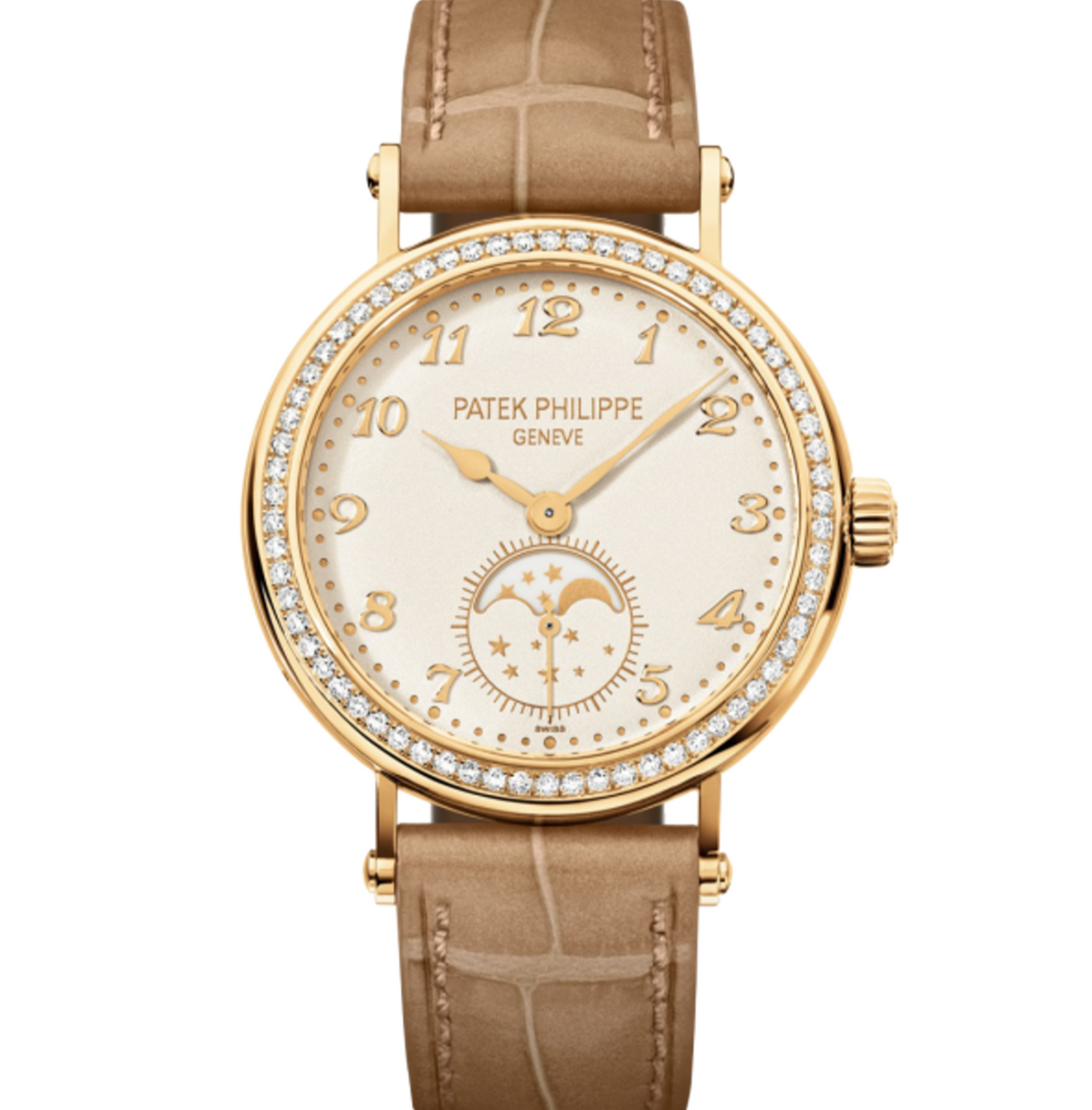 Patek Philippe 7121J-001 Complications Moonphase 33mm Grained Silvery-White Dial Yellow Gold - WATCHXNYC
