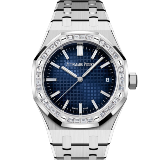 Audemars Piguet Royal Oak 34mm Diamond Blue Ombre Dial White Gold 77451BC.ZZ.1261BC.01 - WATCHXNYC