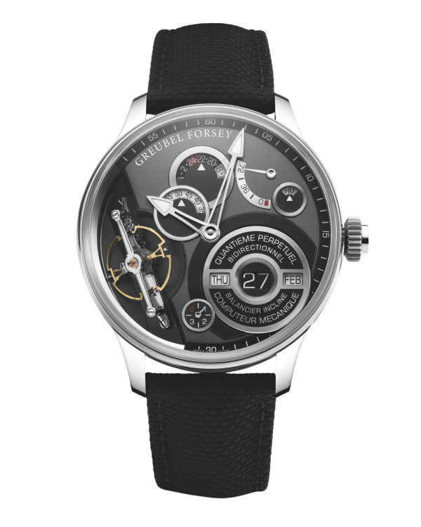 Greubel Forsey QP Balancier White Gold 45.1 mm Slate Dial Black Textured Rubber Strap - WATCHXNYC