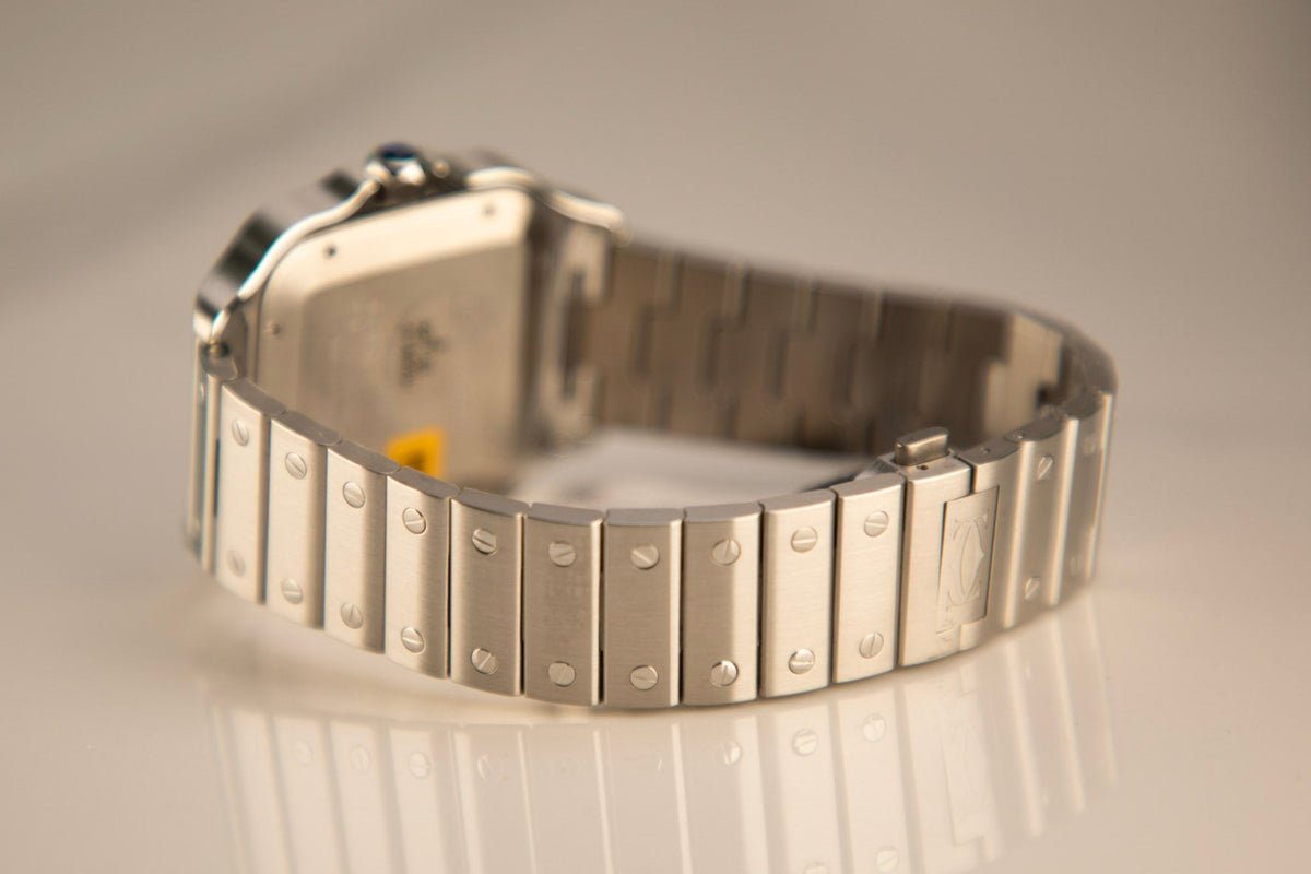 Cartier Santos Large 47.5 mm x 39.8 mm Silver Dial Steel Bracelet WSSA0018 - WATCHXNYC