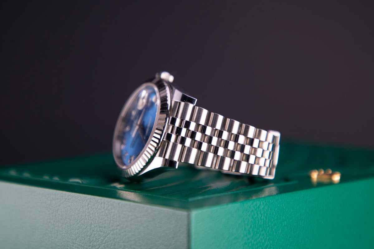Rolex Datejust 41 41 mm Azzurro-Blue Dial Oystersteel and White Gold Jubilee Bracelet 126334-0026 - WATCHXNYC
