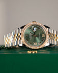 Rolex Datejust 31 31 mm Olive Green Set With Diamonds Dial Oystersteel and 18k Yellow Gold Jubilee Bracelet 278383rbr-0016 - WATCHXNYC