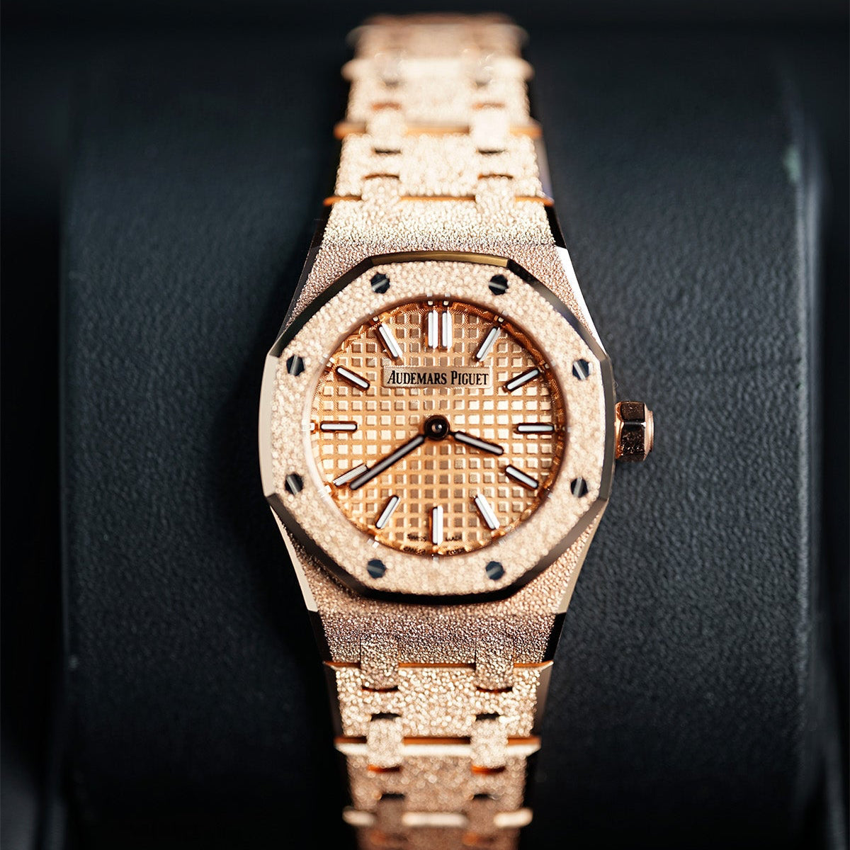 Audemars Piguet Royal Oak Mini Frosted Gold Quartz 23 mm Pink Dial 18-Carat Pink Gold Bracelet 67630OR.GG.1312OR.01 - WATCHXNYC