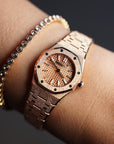 Audemars Piguet Royal Oak Mini Frosted Gold Quartz 23 mm Pink Dial 18-Carat Pink Gold Bracelet 67630OR.GG.1312OR.01 - WATCHXNYC