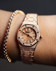 Audemars Piguet Royal Oak Mini Frosted Gold Quartz 23 mm Pink Dial 18-Carat Pink Gold Bracelet 67630OR.GG.1312OR.01 - WATCHXNYC