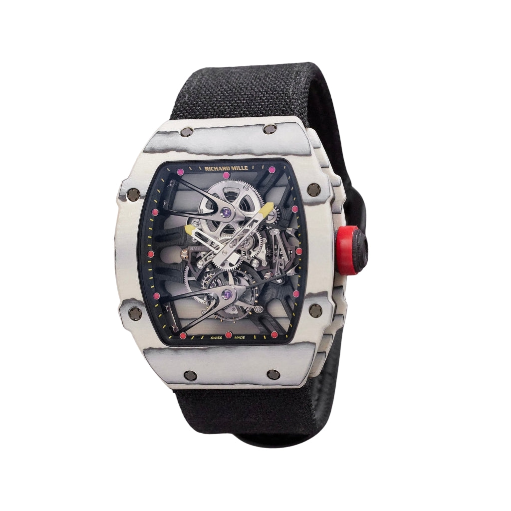 Richard Mille RM27-02 White QTPT Rafael Nadal Tourbillon 39.7 mm x 47.7 mm Transparent Dial Carbon Rubber Strap  RM 27-02 - WATCHXNYC