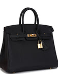 HERMES Birkin 25 Togo Black Gold Hardware - WATCHXNYC