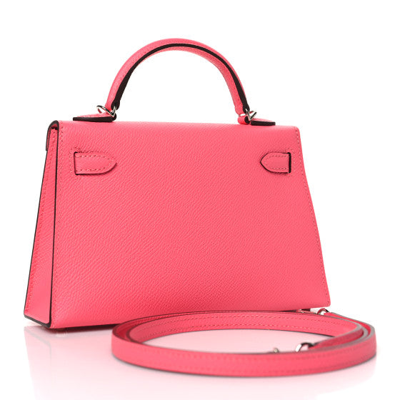 HERMES Mini Kelly 20 Epsom Rose Azalee Palladium Hardware - WATCHXNYC