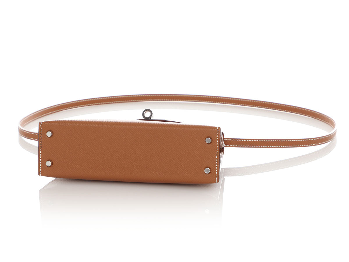 HERMES Mini Kelly 20 Epsom Gold Palladium Hardware - WATCHXNYC