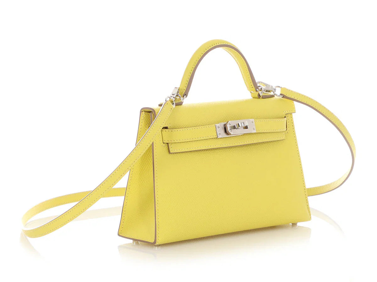 HERMES Mini Kelly 20 Epsom Lime Palladium Hardware - WATCHXNYC