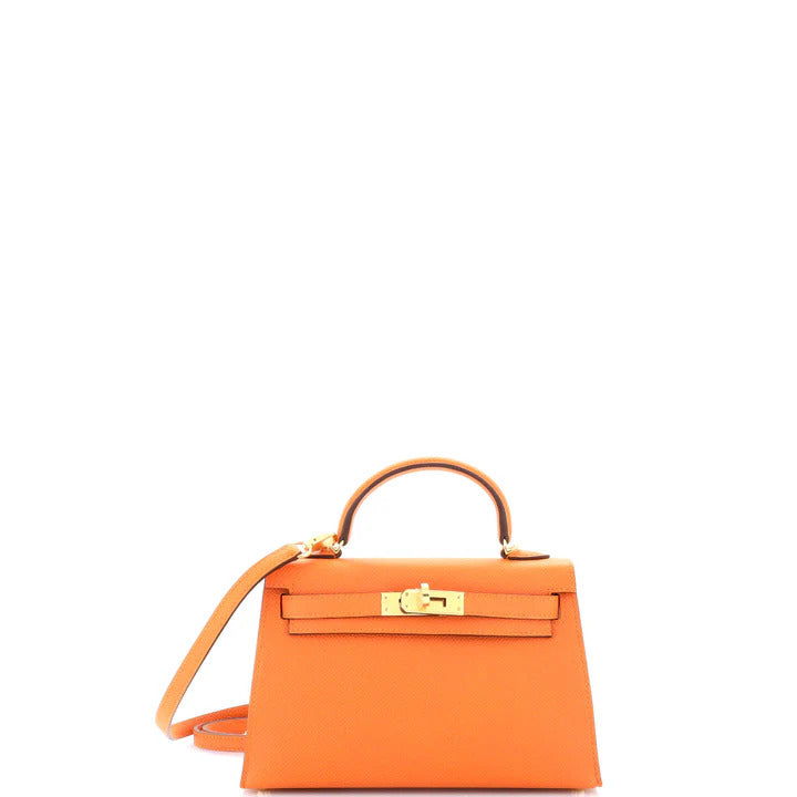 HERMES Mini Kelly 20 Epsom Orange Gold Hardware - WATCHXNYC