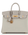 HERMES Birkin 25 Touch Matte Alligator Gris Perle Gold Hardware - WATCHXNYC
