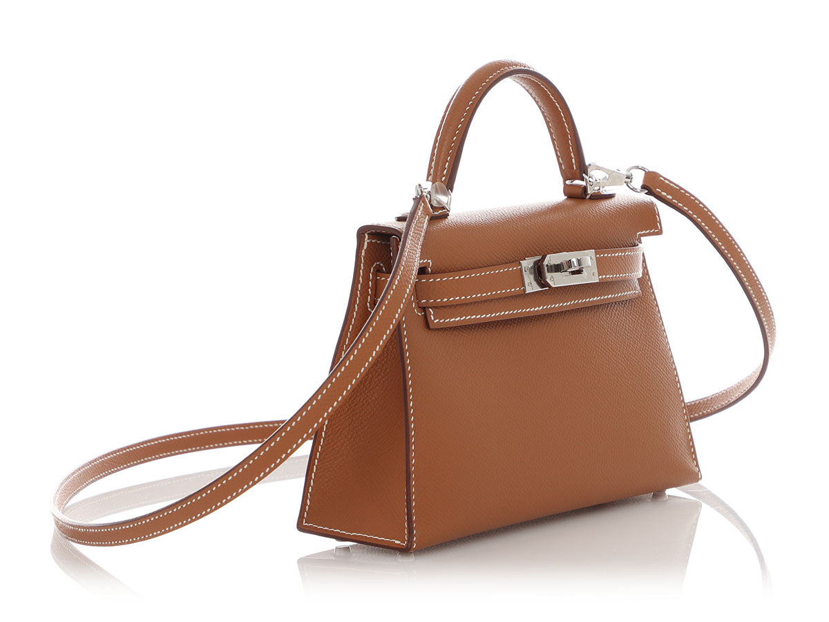 HERMES Mini Kelly 20 Epsom Gold Palladium Hardware - WATCHXNYC