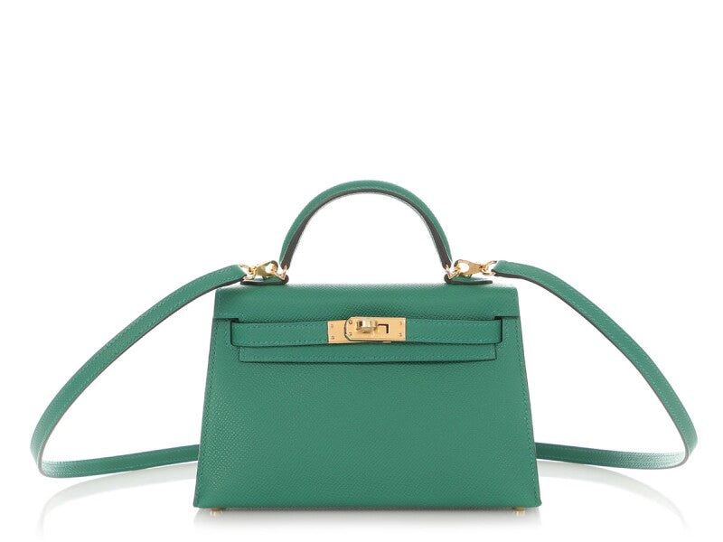 HERMES Mini Kelly 20 Epsom Vert Vertigo Gold Hardware - WATCHXNYC