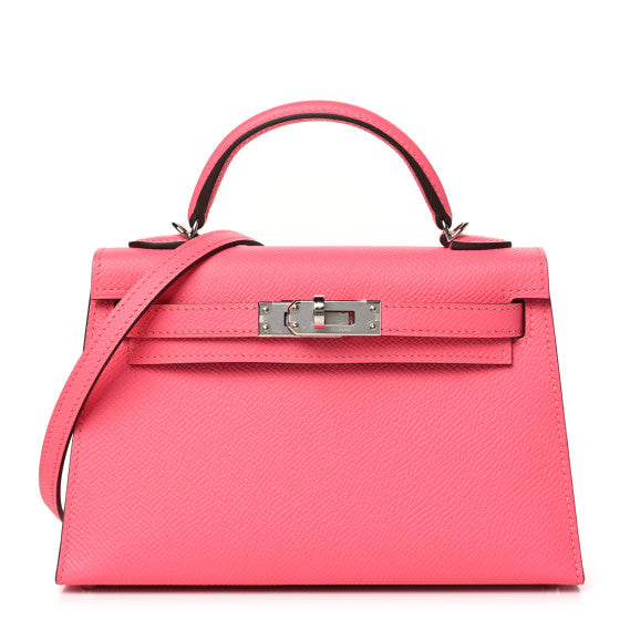 HERMES Mini Kelly 20 Epsom Rose Azalee Palladium Hardware - WATCHXNYC