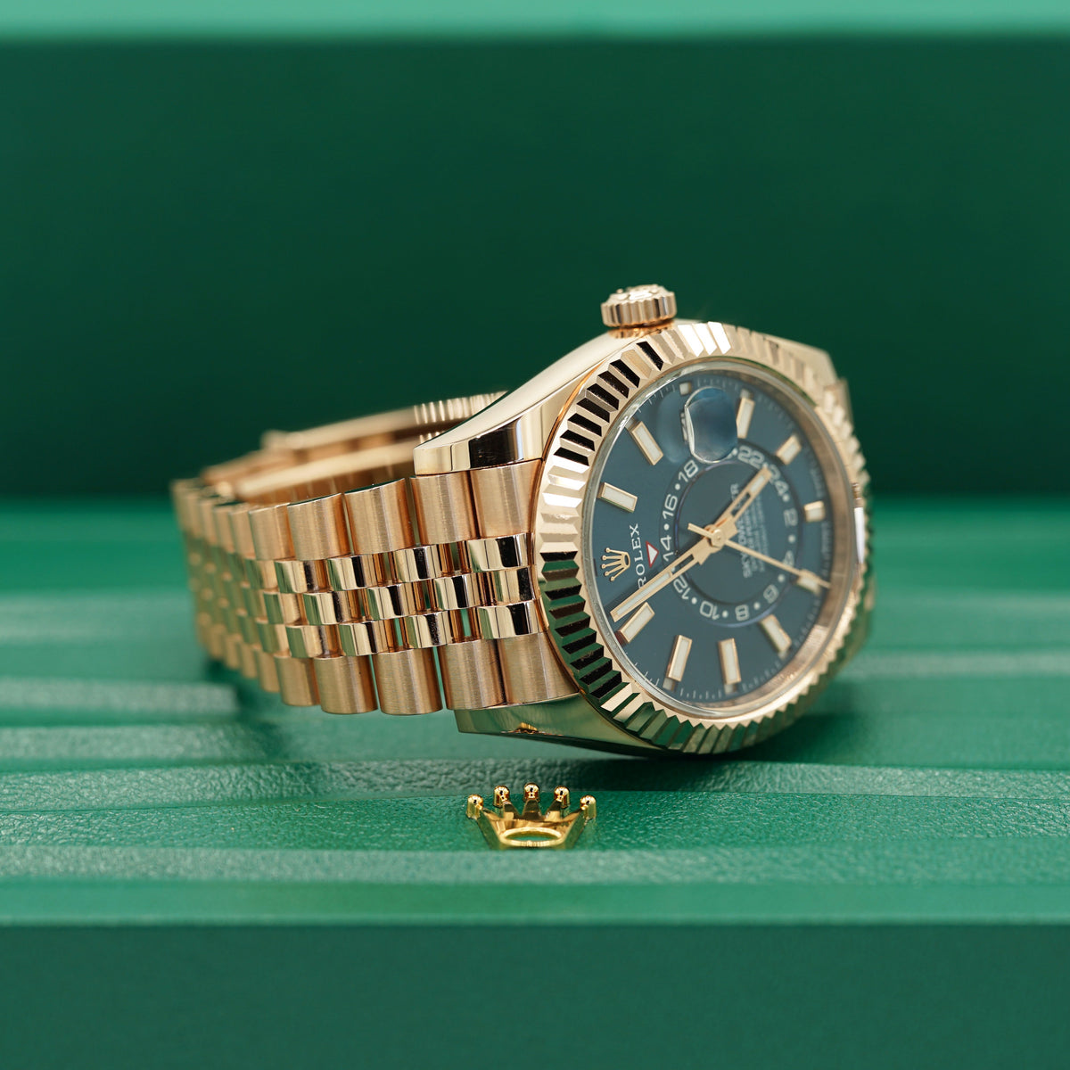 Rolex Sky-Dweller 42 mm Blue-Green Dial 18 kt Everose Gold Oyster 336935-0001 - WATCHXNYC