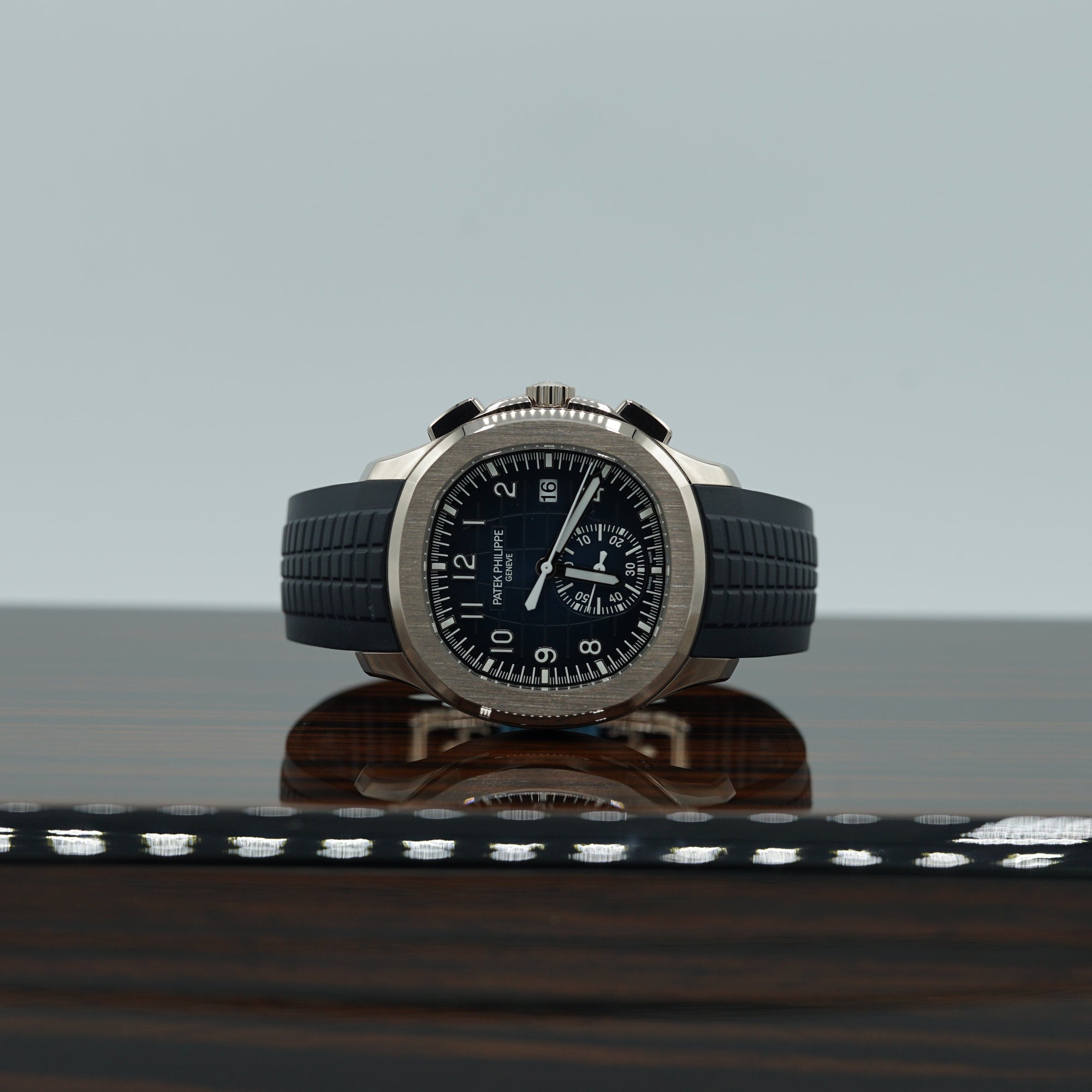 Patek Philippe  Aquanaut 42.2 mm Blue Dial 18K White Gold Rubber Strap 5968G-001 - WATCHXNYC