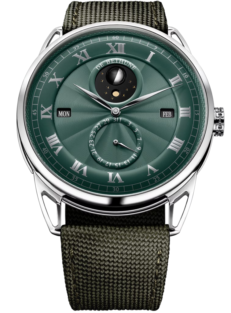 De Bethune DB25 Perpetual Calendar 44 mm Titanium Green Dial Khaki Canvas Strap DB25QPATIS4 - WATCHXNYC