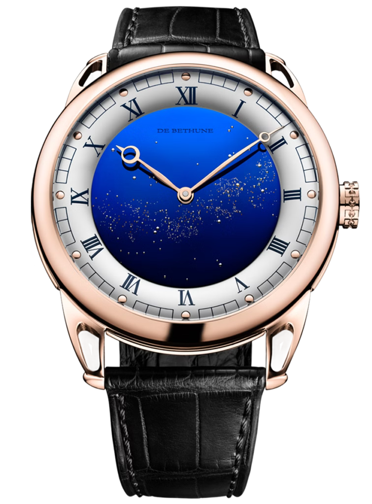 De Bethune DB25 42 mm Rose Gold Blue Starry Varius Dial Black Leather Strap DB25VRS3 - WATCHXNYC
