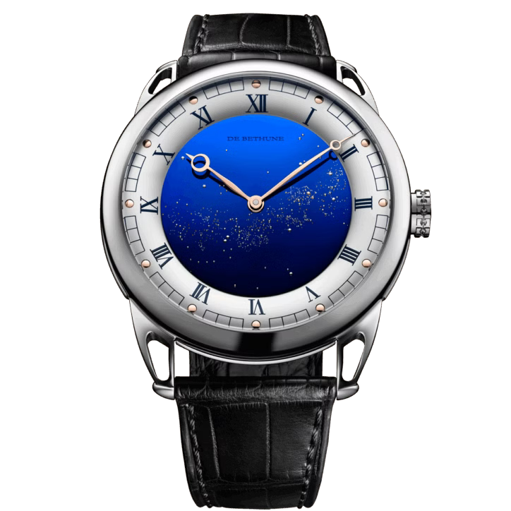 De Bethune DB25 42 mm Titanium Blue Starry Varius Dial Black Leather Strap DB25VTIS3 - WATCHXNYC