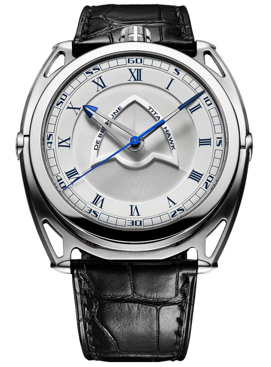 De Bethune DB27 Titan Hawk V2 43 mm Titanium White Dial Black Leather Strap DB27TIS1V2 - WATCHXNYC