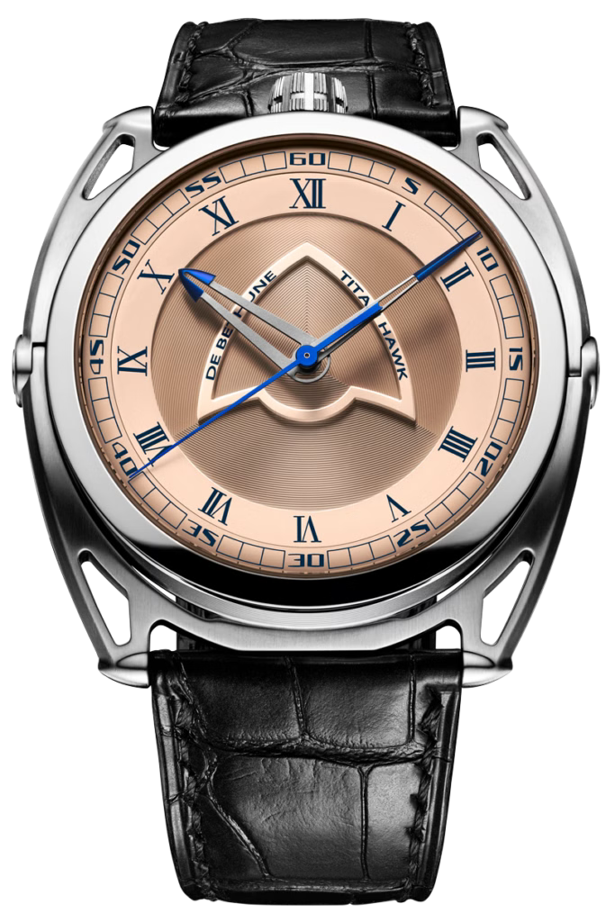 De Bethune DB27 Titan Hawk V2 43 mm Titanium Beige / Salmon Dial Black Leather Strap DB27TIS3V2 - WATCHXNYC