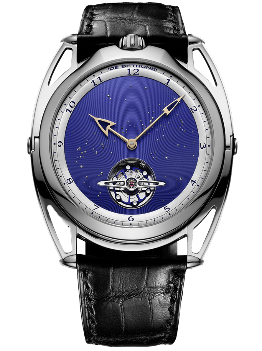 De Bethune DB28XP Starry Sky 43 mm Titanium Blue & White Gold Set Dial Black Leather Strap DB28XPTIS3v2 - WATCHXNYC