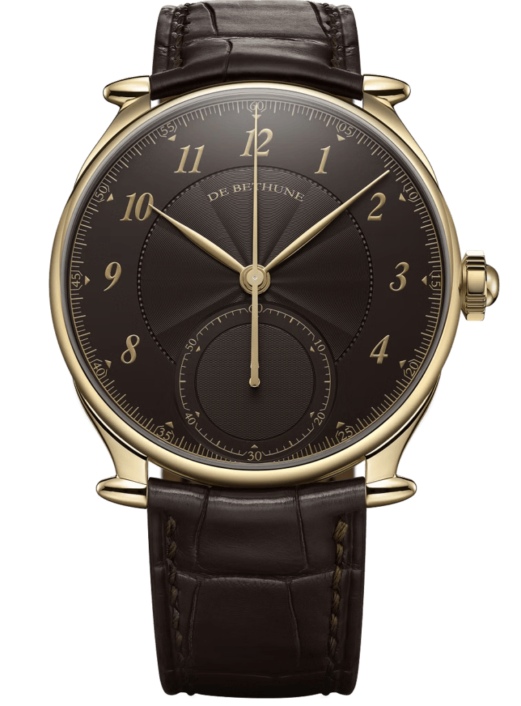 De Bethune DB Eight 42.4 mm Yellow Gold Chocolate Dial Brown Leather Strap DB8REYS2 - WATCHXNYC