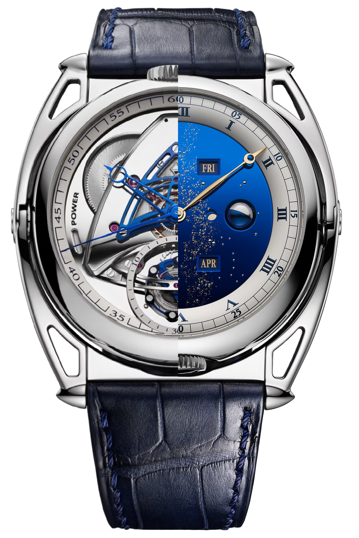 De Bethune DB "Kind of Two" Grande Complication 43.3 mm Titanium Reversible Dial Blue Star & White Dial Blue Leather Strap DBK2TV2 - WATCHXNYC