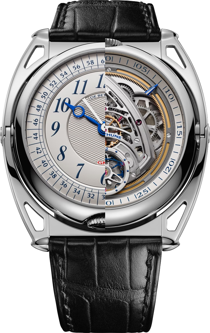 De Bethune DB "Kind of Two" Jumping GMT 43.3 mm Titanium Reversible White & Silver Dial Black Leather Strap DBK2V1 - WATCHXNYC