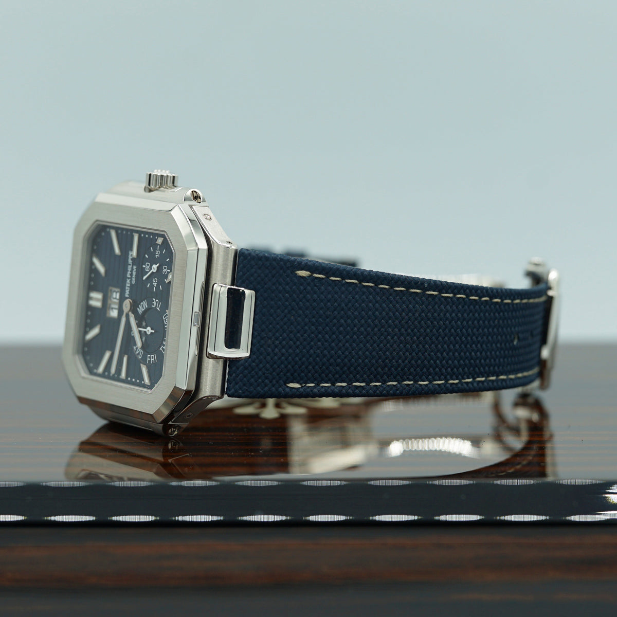 Patek Philippe Cubitus 45mm Sunburst Blue Dial Platinum 5822P-001 - WATCHXNYC