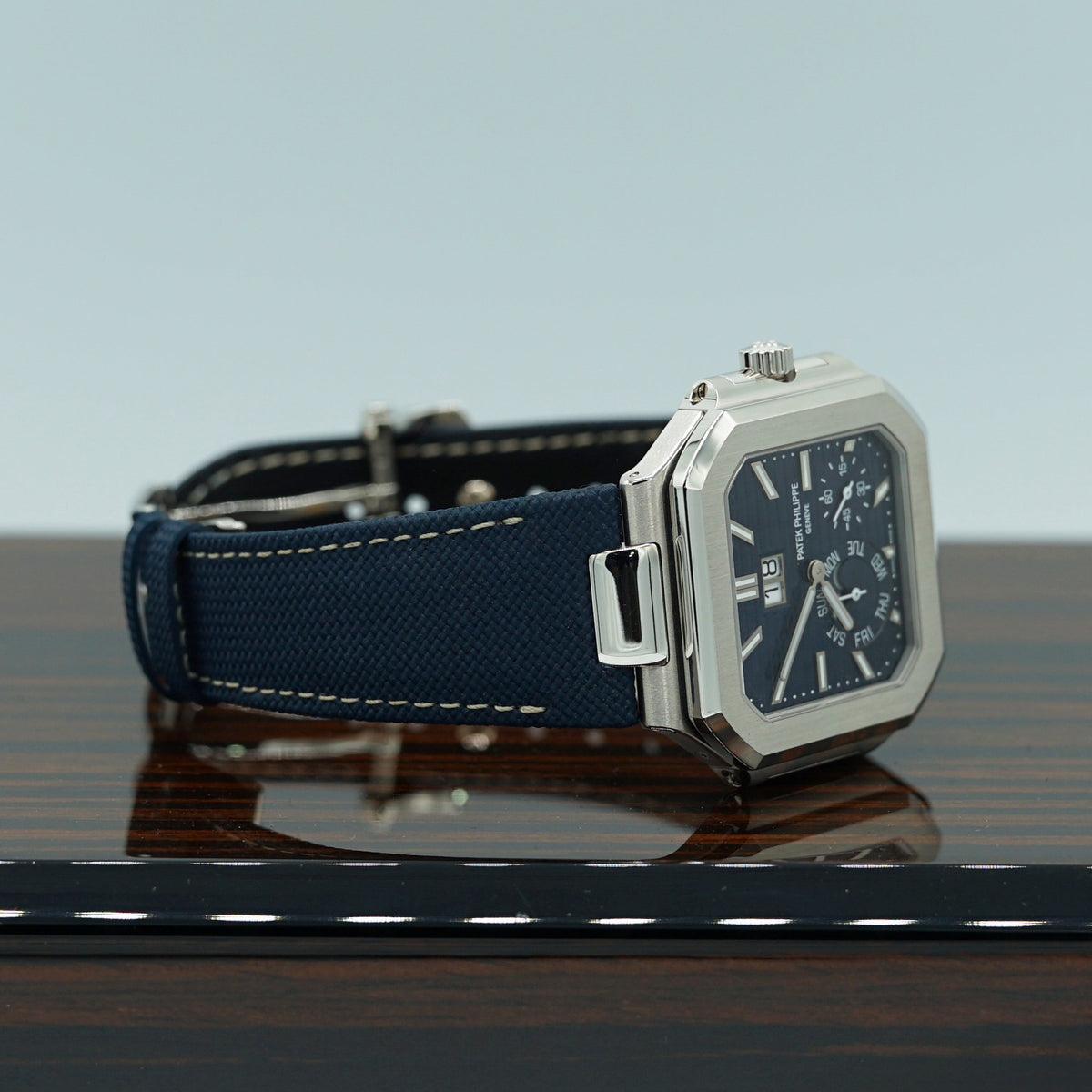 Patek Philippe Cubitus 45mm Sunburst Blue Dial Platinum 5822P-001 - WATCHXNYC