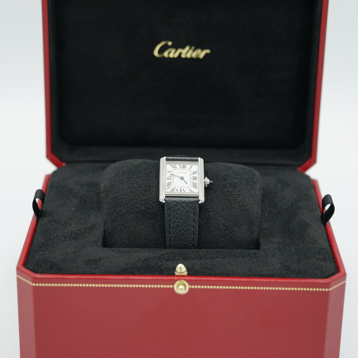 Cartier Tank Must Small 29.5 mm x 22 mm Silver Dial Steel Black  Strap WSTA0135 - WATCHXNYC