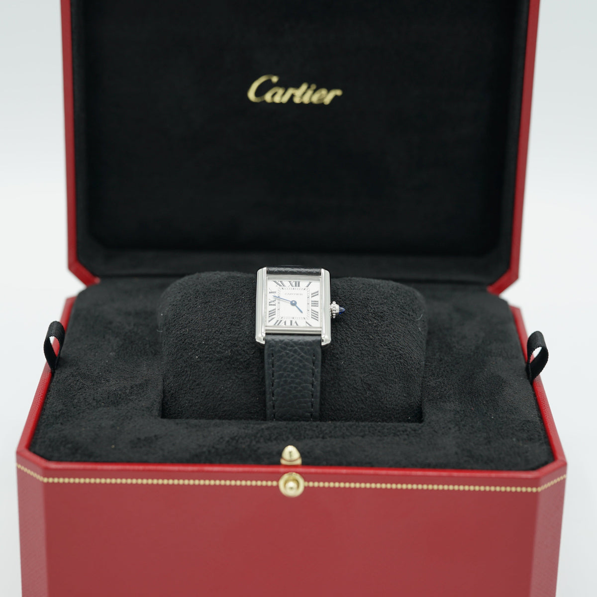 Cartier Tank Must Small 29.5 mm x 22 mm Silver Dial Steel Black  Strap WSTA0135 - WATCHXNYC
