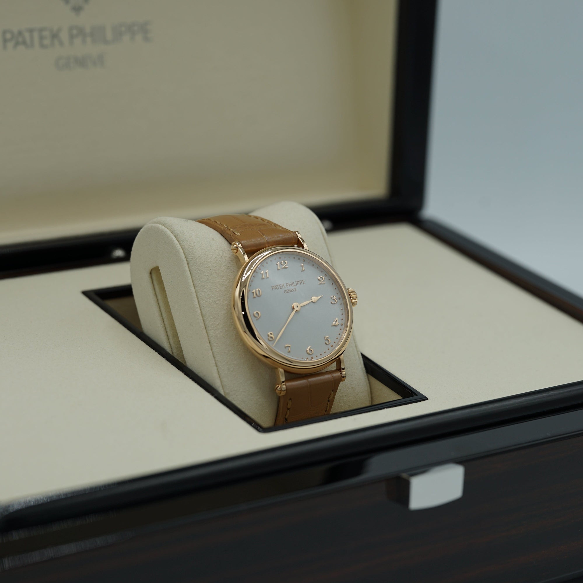 Patek Philippe Calatrava 34.6 mm Silver Dial 18K Rose Gold   Leather Strap 7200R-001 - WATCHXNYC