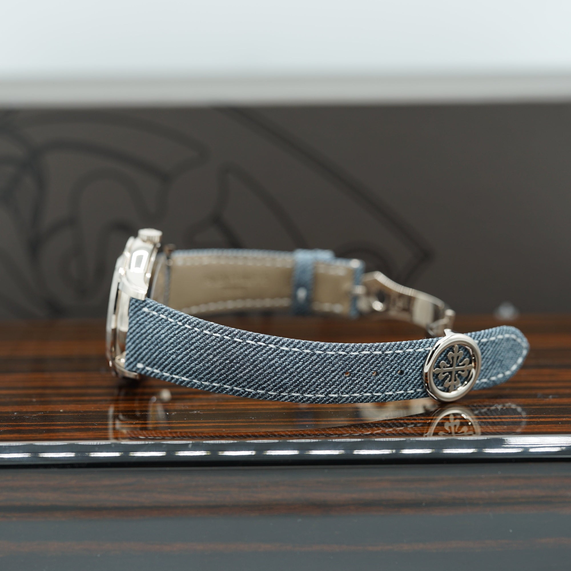 Patek Philippe Complications World Time Carbon Dial   Blue Strap 38.5 mm 5231G-001 - WATCHXNYC