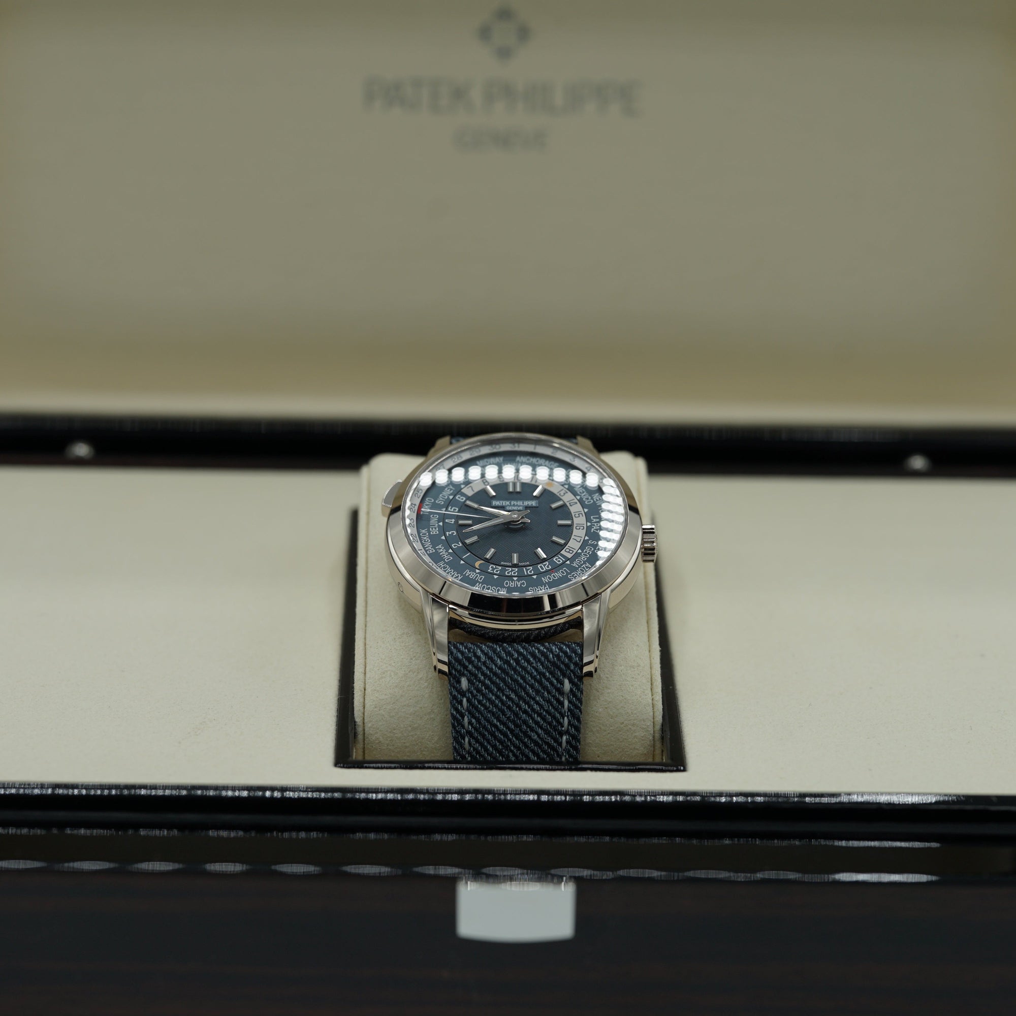 Patek Philippe Complications 40 mm Blue Dial 18K White Gold   Leather Strap 5330G-001 - WATCHXNYC