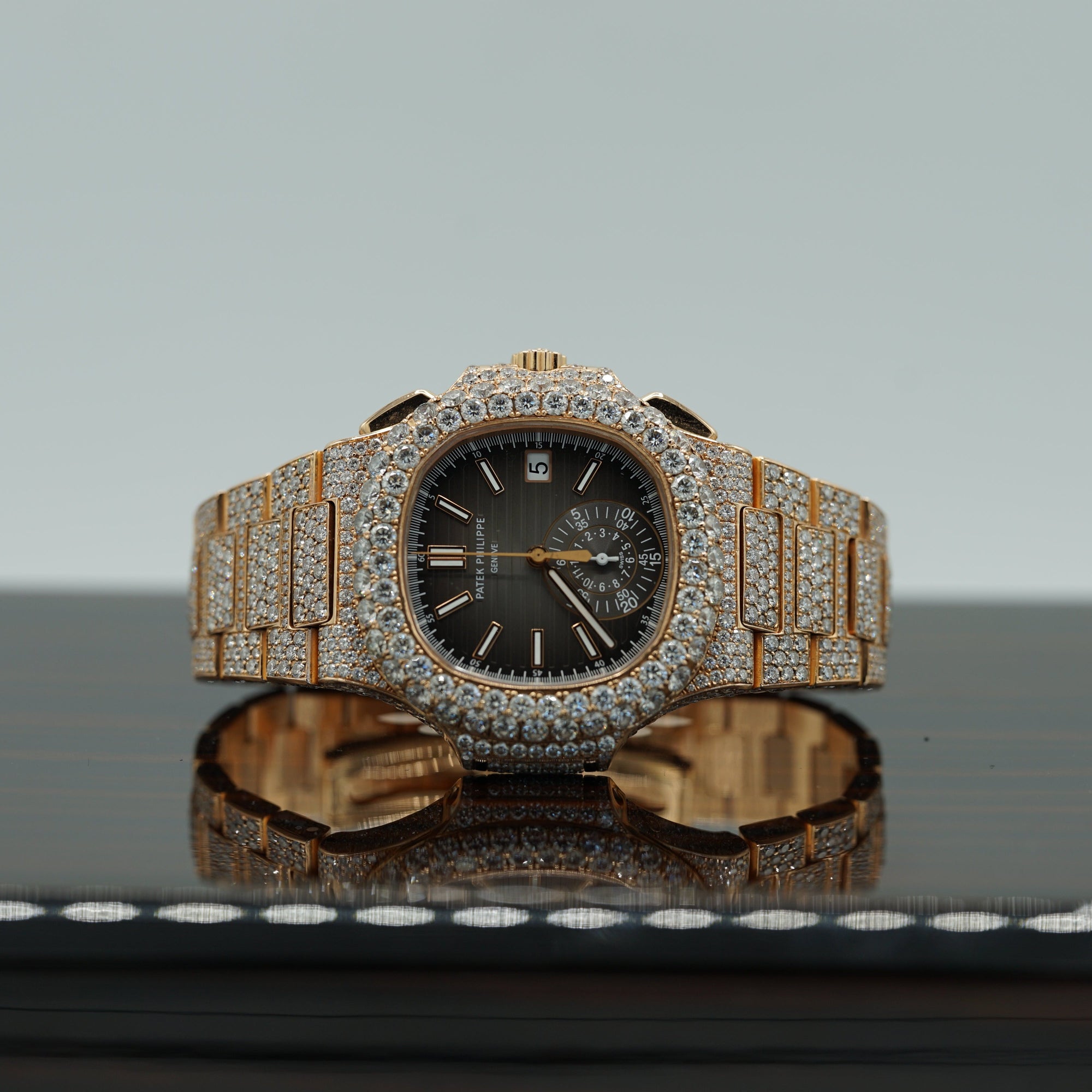Patek Philippe 5980/1R-001 Nautilus 40.5mm Black Gradient Dial Rose Gold - WATCHXNYC