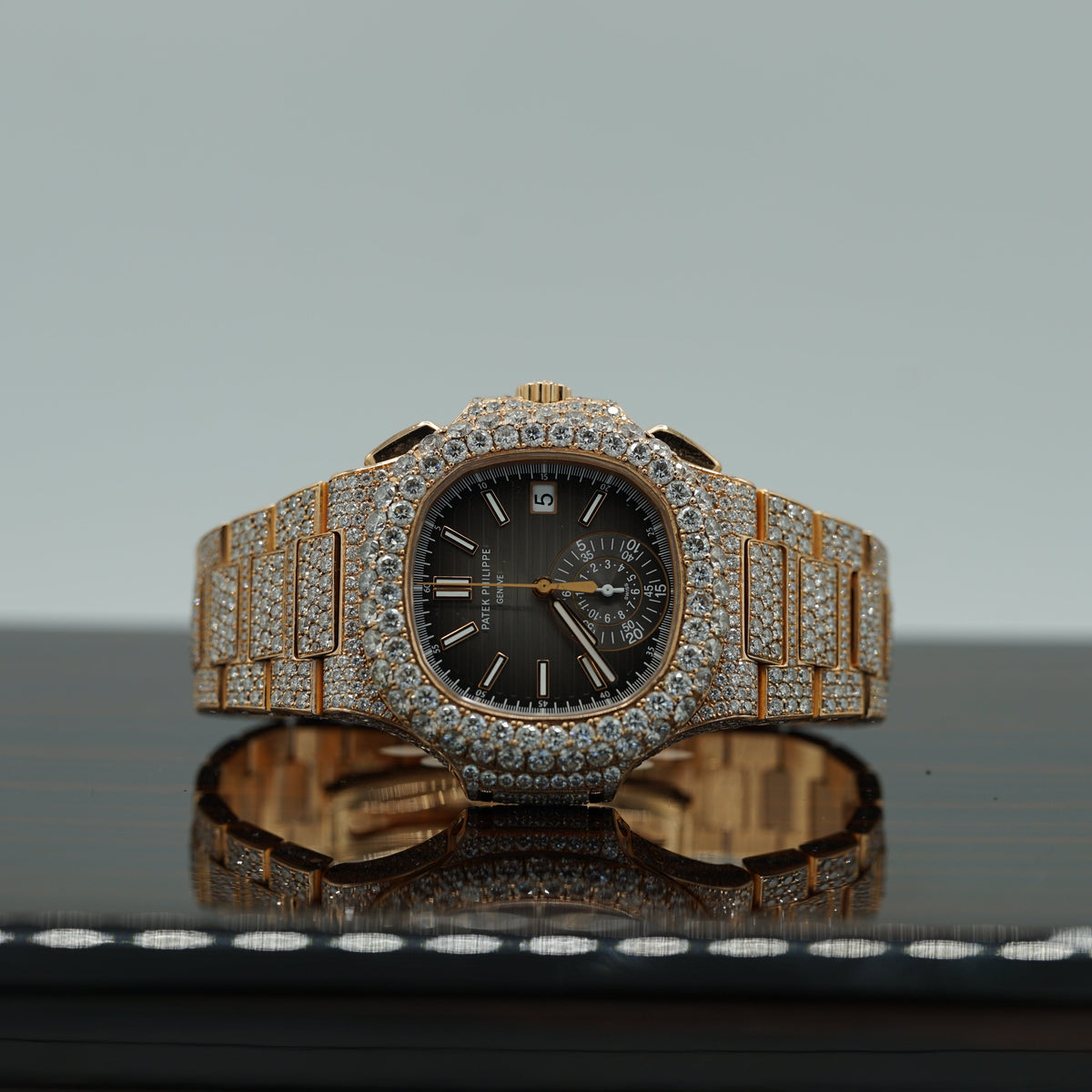 Patek Philippe 5980/1R-001 Nautilus 40.5mm Black Gradient Dial Rose Gold - WATCHXNYC