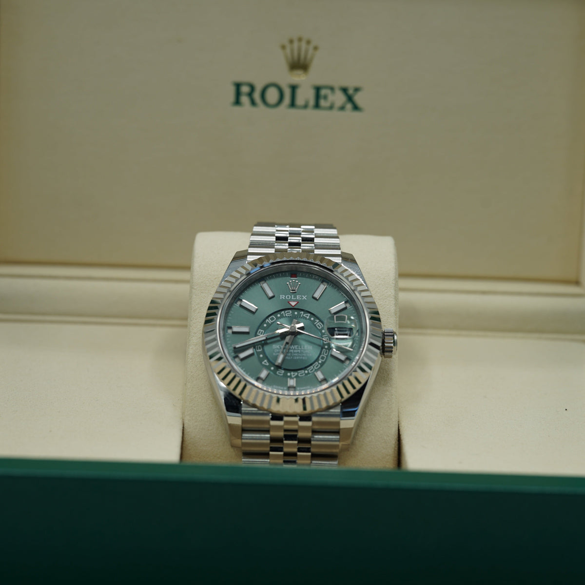 Rolex Sky-Dweller 42 mm Mint Green Dial Oystersteel and yellow gold Oyster Bracelet 336934-0001 - WATCHXNYC