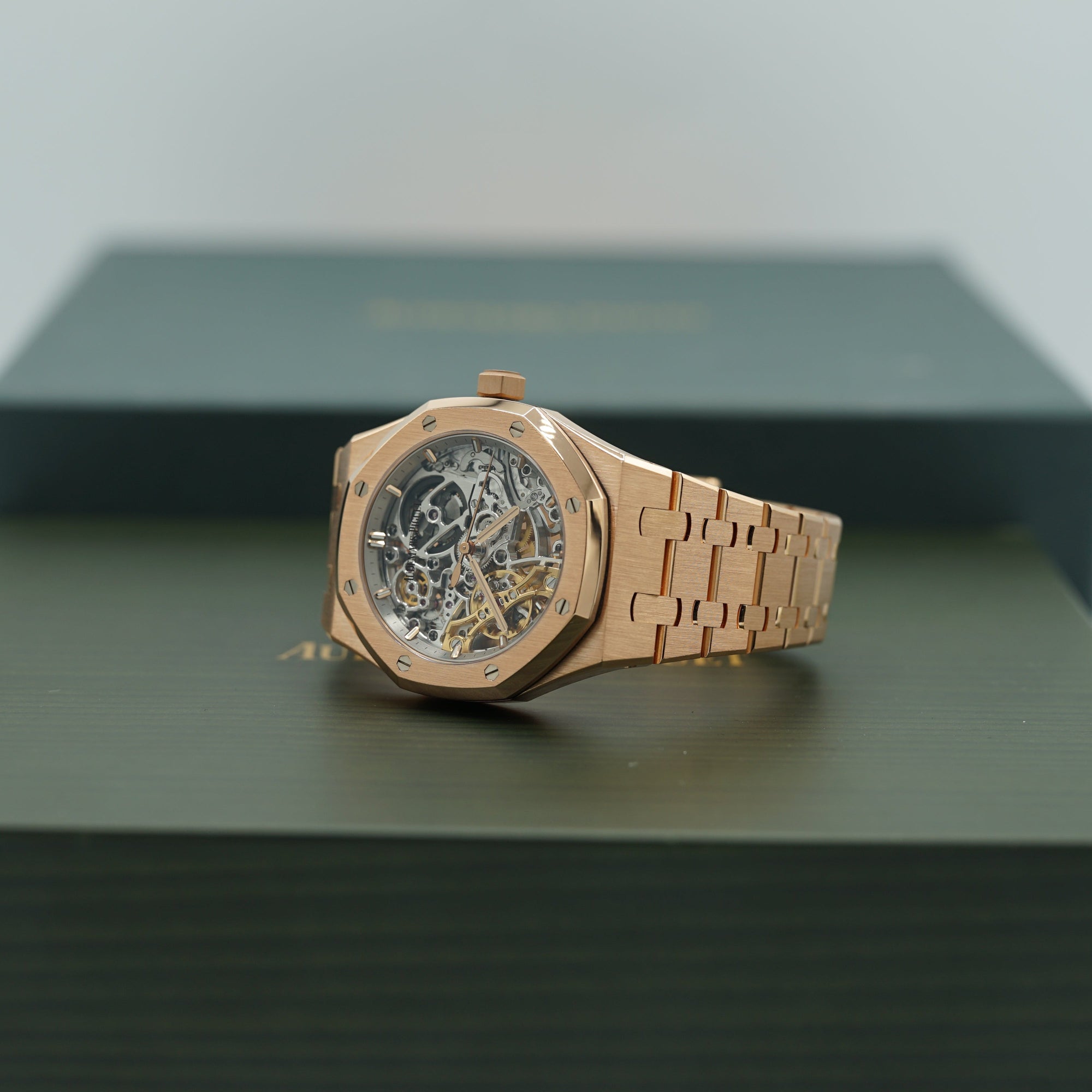 Audemars Piguet Royal Oak Double Balance Wheel Openworked 41 mm Slate Grey Dial 18-Carat Pink Gold Bracelet 15407OR.OO.1220OR.01 - WATCHXNYC