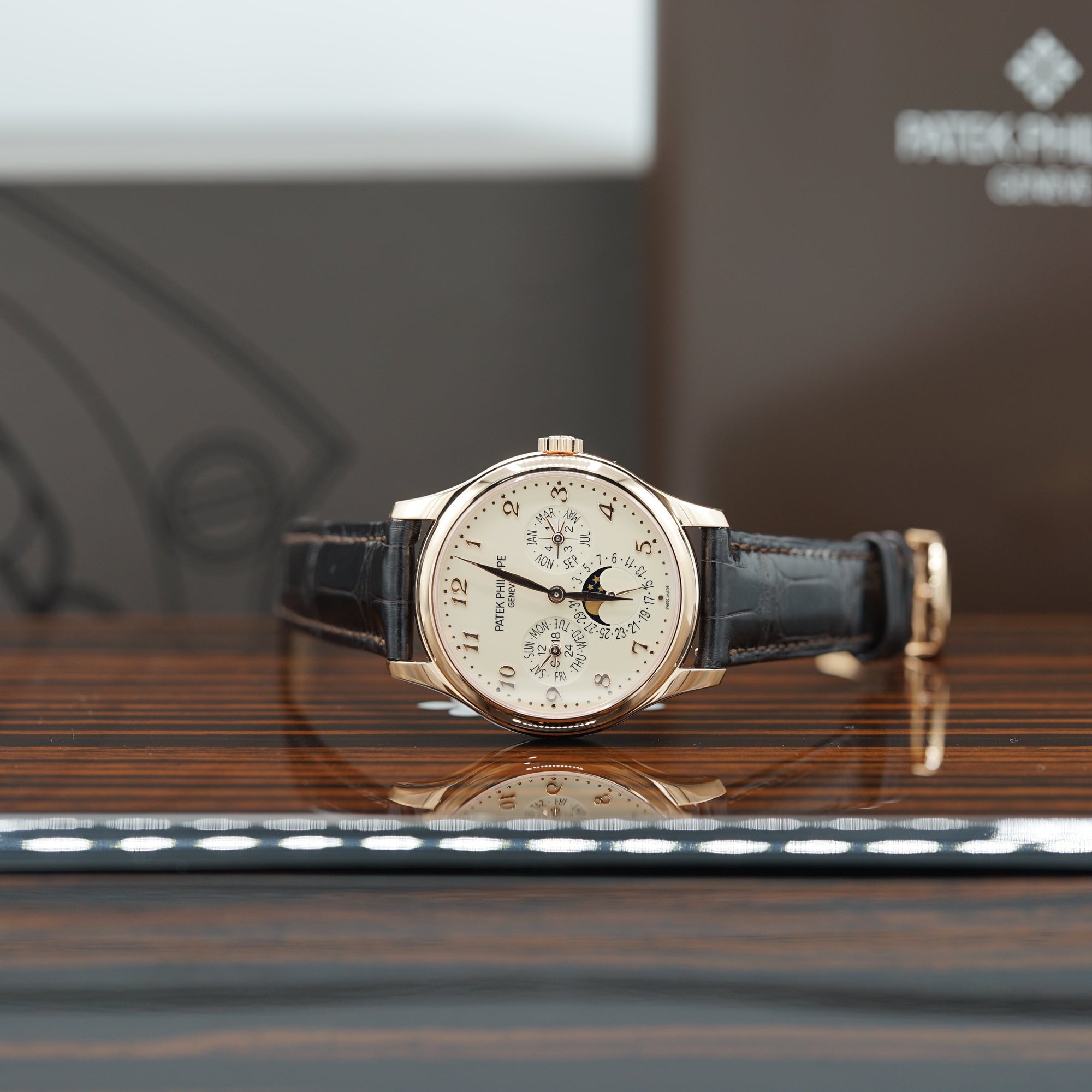 Patek Philippe Grand Complications 39 mm Silver Dial 18k Rose Gold   Leather Strap 5327R-001 - WATCHXNYC