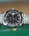 Rolex Datejust 41 41 mm Bright Black Dial with Diamonds Oystersteel and White Gold Jubilee Bracelet 126334-0012 - WATCHXNYC