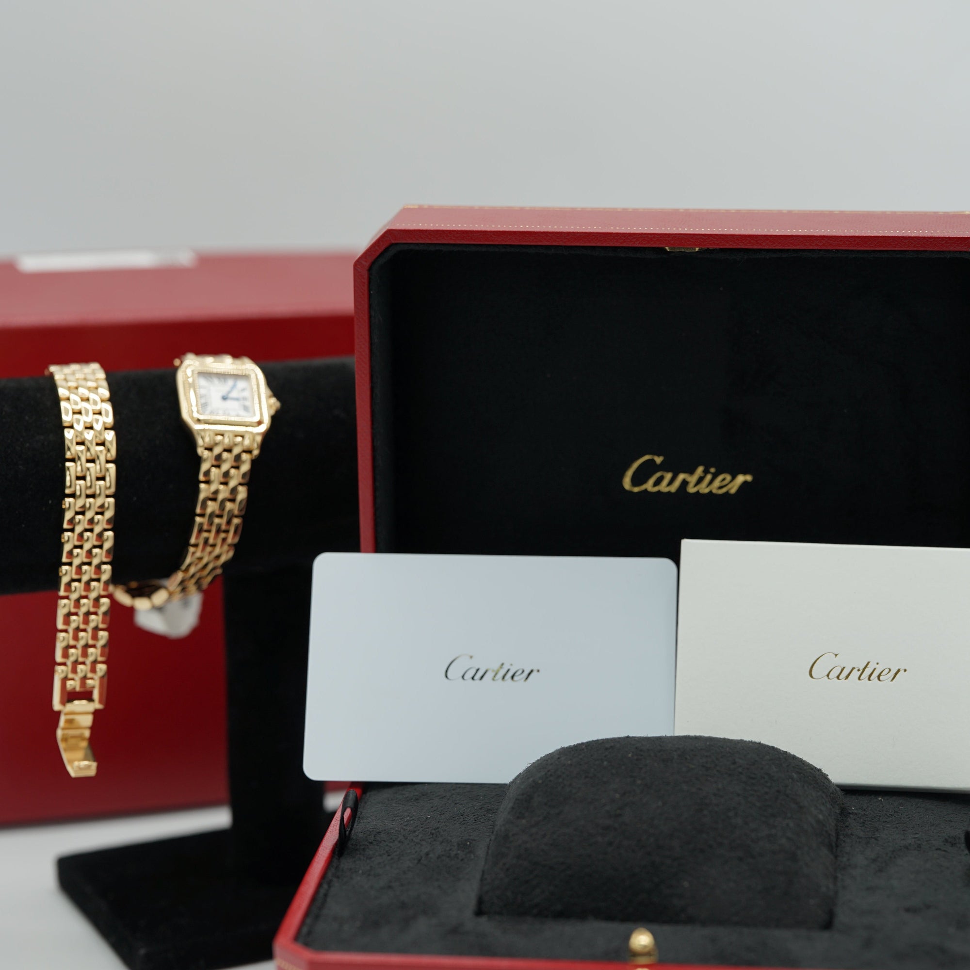 Cartier Panthère Small Yellow Gold Silver Dial Double Loop Bracelet WGPN0046 - WATCHXNYC