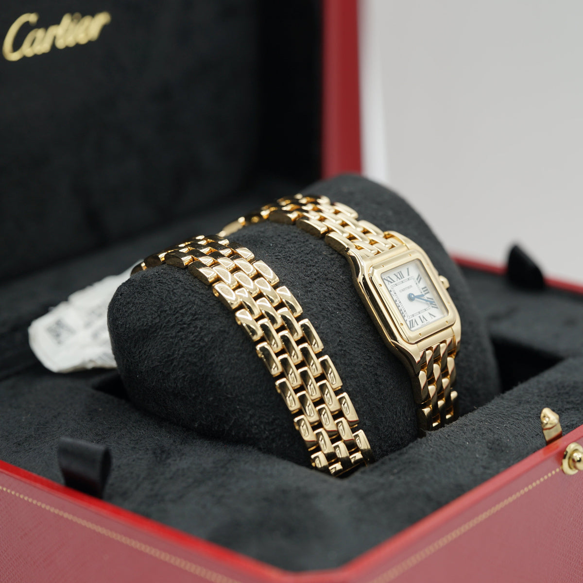 Cartier Panthère Small Yellow Gold Silver Dial Double Loop Bracelet WGPN0046 - WATCHXNYC