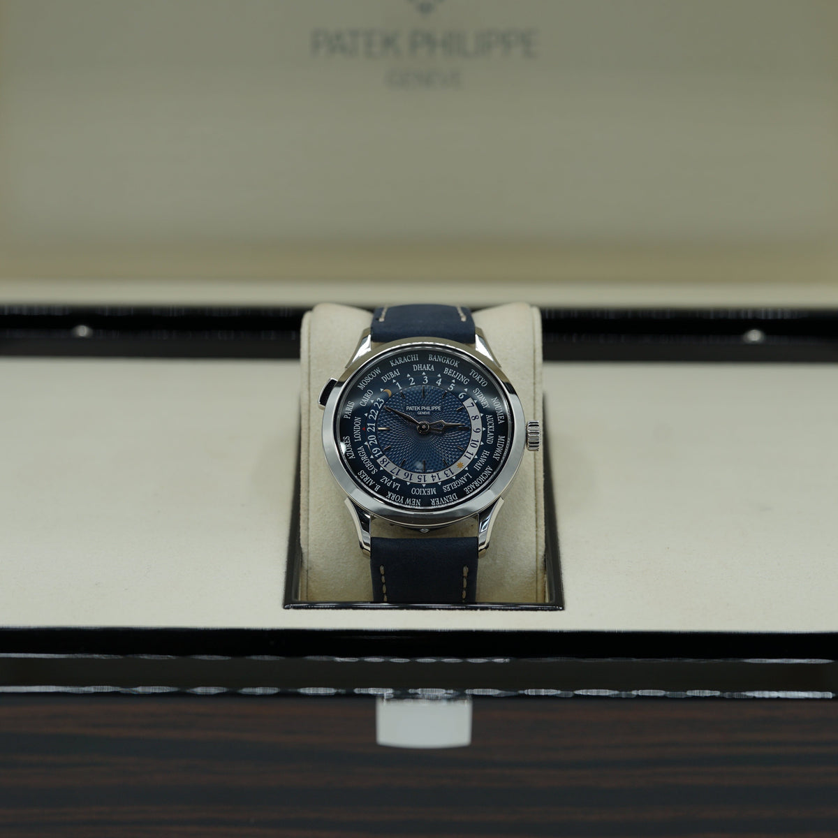 Patek Philippe 5230P-001 World Time 38.5mm Blue Dial Platinum - WATCHXNYC