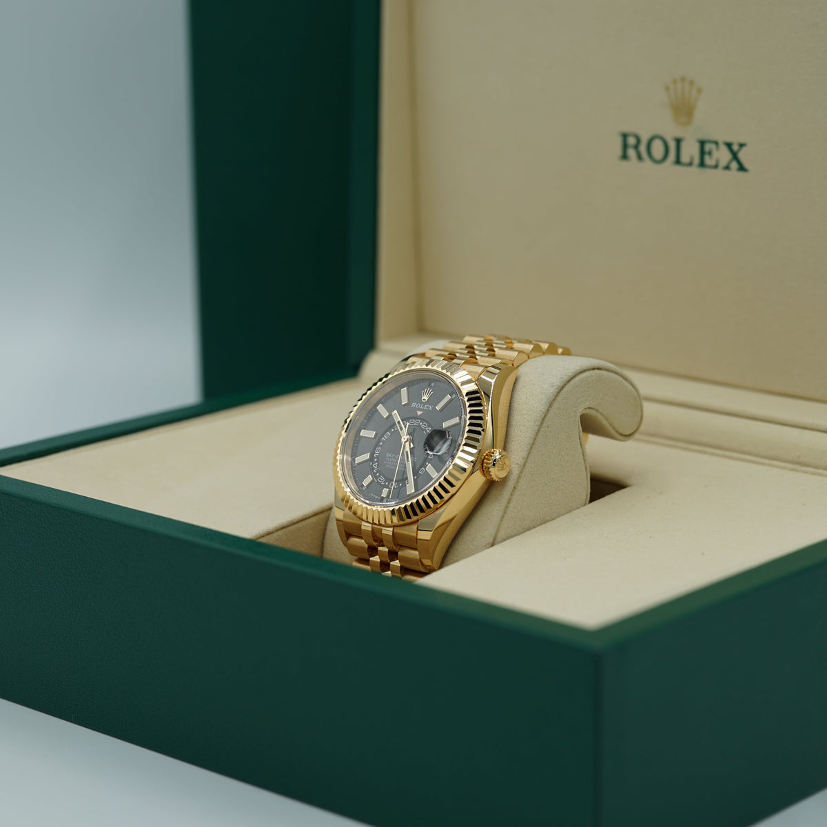 Rolex Sky-Dweller 42 mm Bright Black Dial 18k Yellow Gold Jubilee 336938-0005 - WATCHXNYC