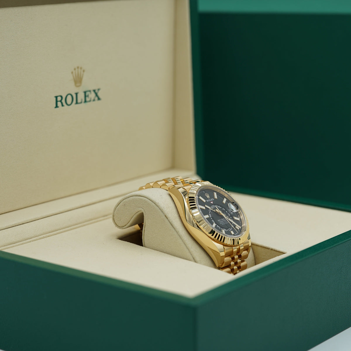 Rolex Sky-Dweller 42 mm Bright Black Dial 18k Yellow Gold Jubilee 336938-0005 - WATCHXNYC