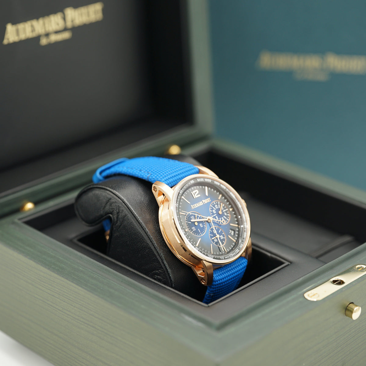 Audemars Piguet Code 11.59 41mm Lacquered Blue Dial Rose Gold Blue Strap 26393OR.OO.A027KB.01 - WATCHXNYC