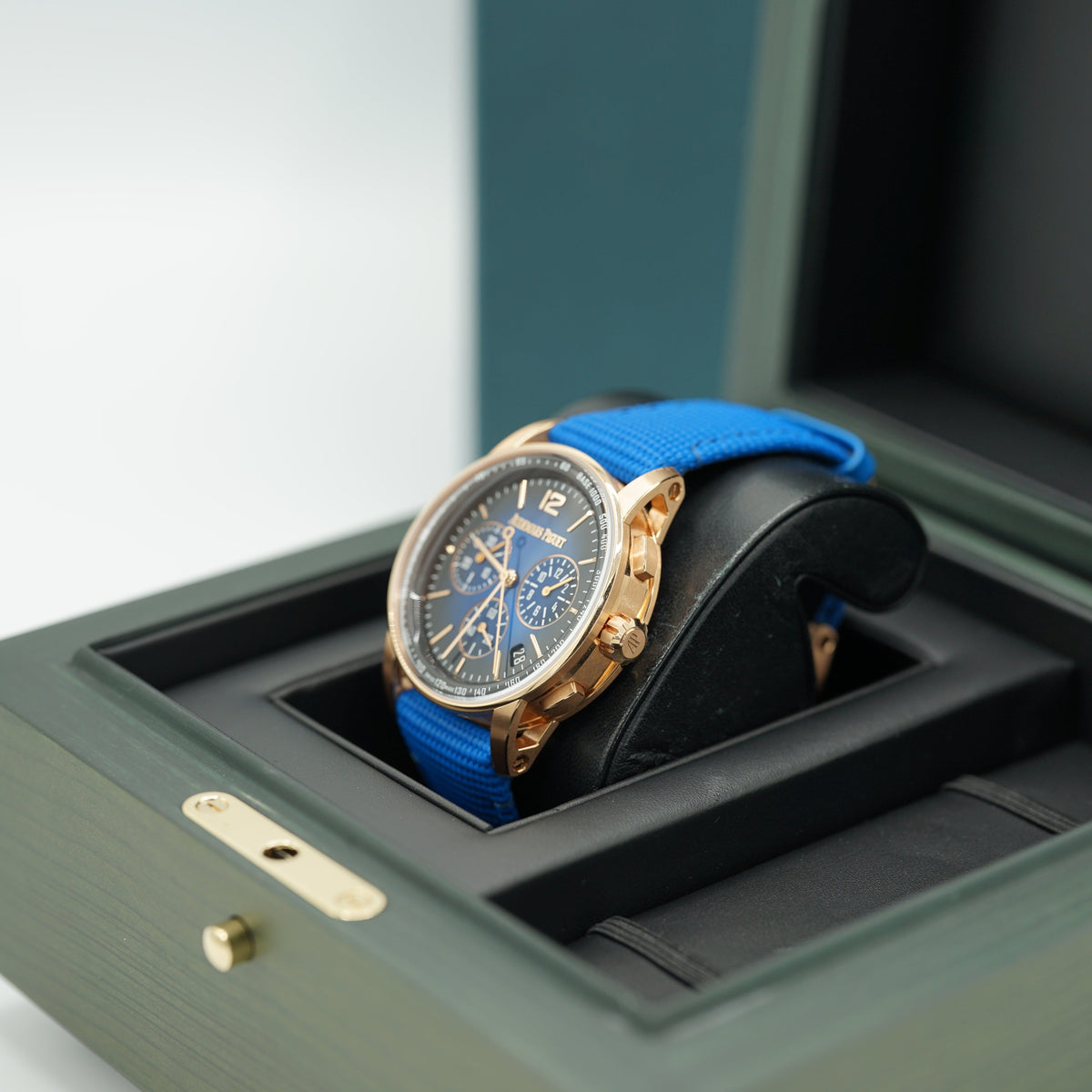 Audemars Piguet Code 11.59 41mm Lacquered Blue Dial Rose Gold Blue Strap 26393OR.OO.A027KB.01 - WATCHXNYC